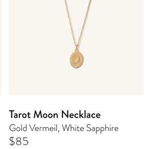 Tarot Moon Necklace- Gold Vermeil, White Sapphire